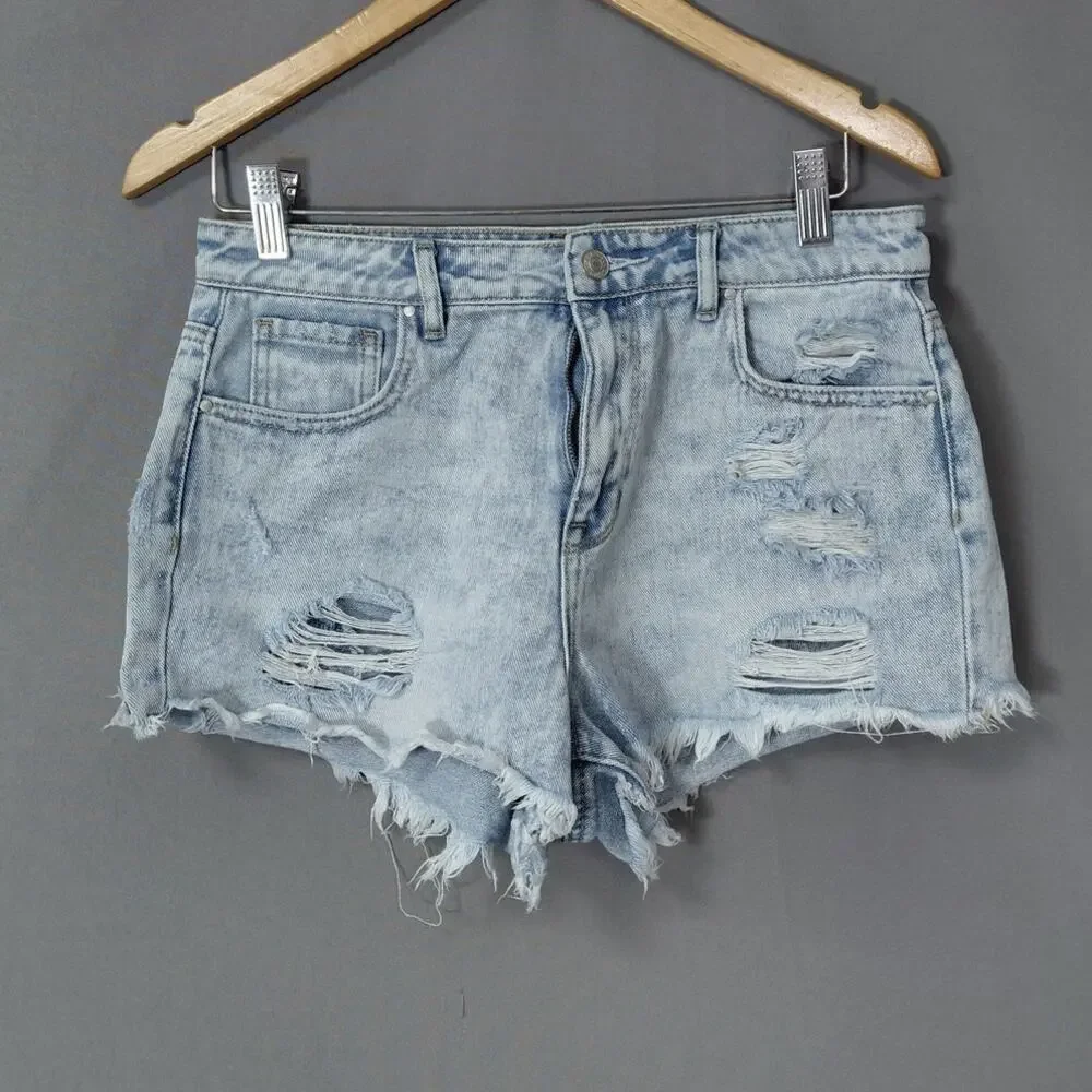 PACSUN LOS ANGELES High Rise Short Denim Shorts Blue Size 28
